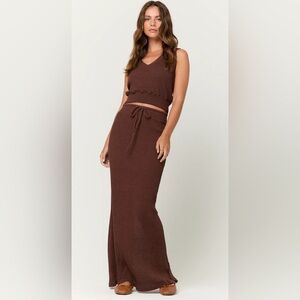 New Project Social T Milan Sweater Rib Midi Skirt in Cacao